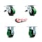 Service Caster 4 Inch Green Poly on Cast Iron Caster Set with Roller Bearings 2 Brakes 2 Rigid SCC-TTL30S420-PUR-GB-2-R-2 - alternate 2